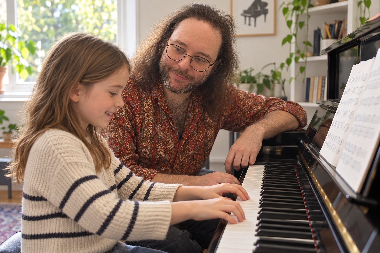 Marcus teaching a young student at the piano